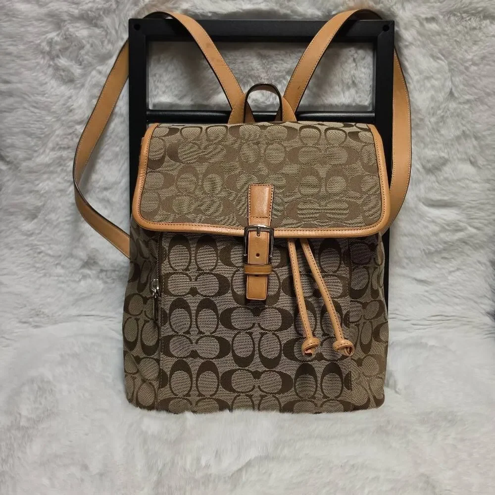 Coach Signature C canvas and leather drawstring backpack